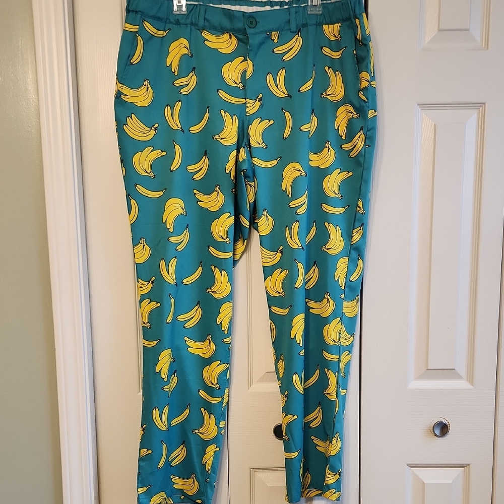 Tipsy Elves Banana Print Men's Golf Pants Size XXL